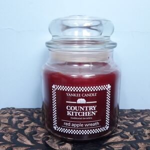 Rare Vintage Yankee Candle Red Apple Wreath Country Kitchen Jar